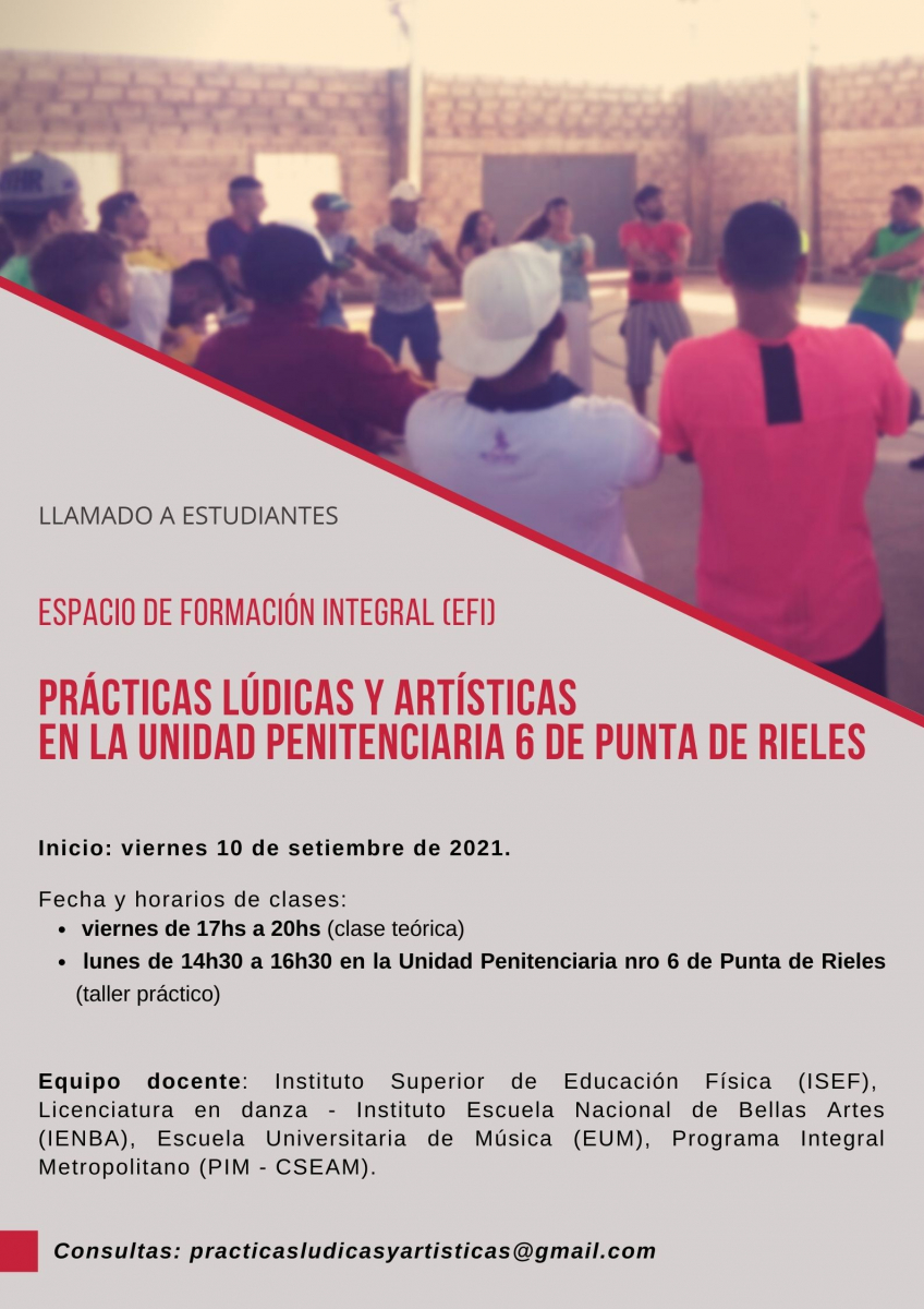 Afiche EFI Prácticas Lúdicas y Artísticas en la Unidad Penitenciaria Nro 6 de Punta de Rieles